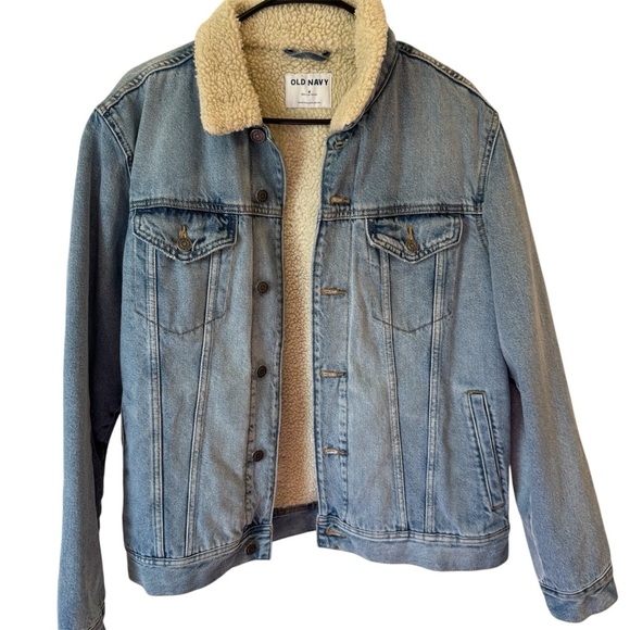 Old Navy Sherpa Lined Denim Jacket - Picture 1 of 9